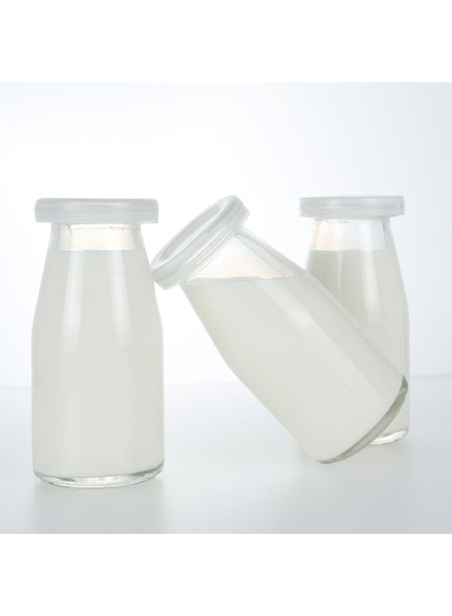 Luxoraq Glass Milk Bottle with White Lids, 200ml Reusable Dairy Drinking Containers, (Pack of 12) Glass Bottles for Milk, Juice, Yogurt, Smoothies, Honey, Tomato Sauce, Jam, Syrup - Image 2